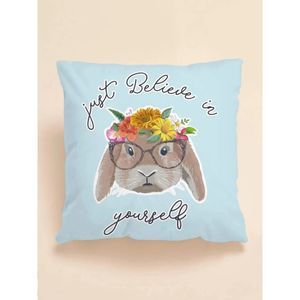 Bunny Pillow Cover JUST BELIEVE IN YOURSELF cute